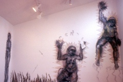 The Good Girls, 2001, charcoal, conte, canvas, wall drawing installation, Gallery 414, 15’x 12’