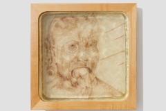 Just a Small Bite, 2004, hand-sewn human hair embedded in 3-layer cast, 12” x 12” x 2” 