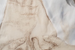 Detail, Wasn’t I Always a Friend To You, 2007, hand-sewn human hair with acrylic and patch,  67.5” x 32” x 2.25” 