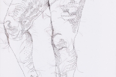 Groundswell #9, 2020, hand-sewn human hair on primed canvas, 12” x 9”