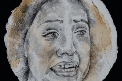  Invisible Isa, 2023, graphite and watercolor, 8” diameter, Photography by Mariah Richstone
